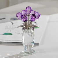 Honneur de cristal coloré cristal Bouquet fleur Figurine modèle cristal verre artisanat pour cadeau d'anniversaire