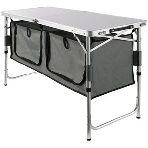 Mesa de Cocina Plegable para Camping de Instalación Rápida, Marco de Aluminio y MDF, 3 Alturas Ajustables, Uso en Exteriores, Diseño Rectangular Minimalista - Product Image 1