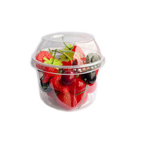 Échantillon F ree Sans BPA 12oz Gobelets de charcuterie en PET transparents avec logo personnalisé Récipient pour le stockage des aliments en plastique avec couvercles
