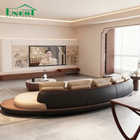 Sofá Seccional Curvo de Lujo, Moderno, Minimalista, con Forma Orgánica, con Base de Madera de Nogal, para Sala de Estar de Villa de Lujo