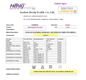 HT230631E 70% NYLON 30% SPANDEX 330GSM TELA ECUESTRE DE INTERBLOQUEO DE PUNTO CON EMBOSS - Product Image 6