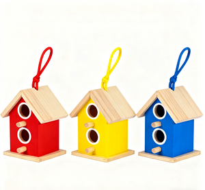 3 parça yenilikçi açık ahşap <span class=keywords><strong>Birdhouse</strong></span> dekore kuş yuvalama kutusu bitmemiş <span class=keywords><strong>Birdhouse</strong></span> açık bahçe için - Product Image 1