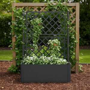Jardinière surélevée 39,4 x 16,9 x 55,9 pouces en plastique anthracite pour fleurs, légumes, jardin, design moderne - Product Image 2