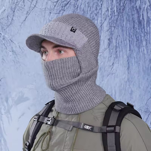 Balaclava en tricot côtelé personnalisé avec logo, visière intégrée, coupe-vent <span class=keywords><strong>thermique</strong></span>, masque intégral pour homme, idéal pour le ski et l'hiver - Product Image 3