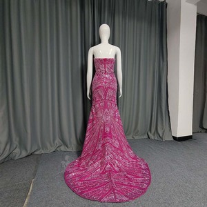 Lsany234 Robes de soirée sirène luxueuses et sexy à col en V, bustier, rouge rose, coupe ajustée, à paillettes, Jancember - Product Image 2