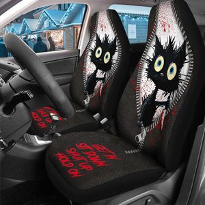 Housse de siège avant de voiture GENANY Funny Murder Cat OLIVER, en polyester durable, respirante, accessoire automobile de protection - Product Image 3