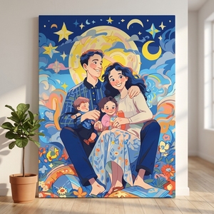 Kit de <span class=keywords><strong>peinture</strong></span> sur toile personnalisé Songwoo : <span class=keywords><strong>Peinture</strong></span> par numéros pour portrait familial de quatre personnes - Product Image 3