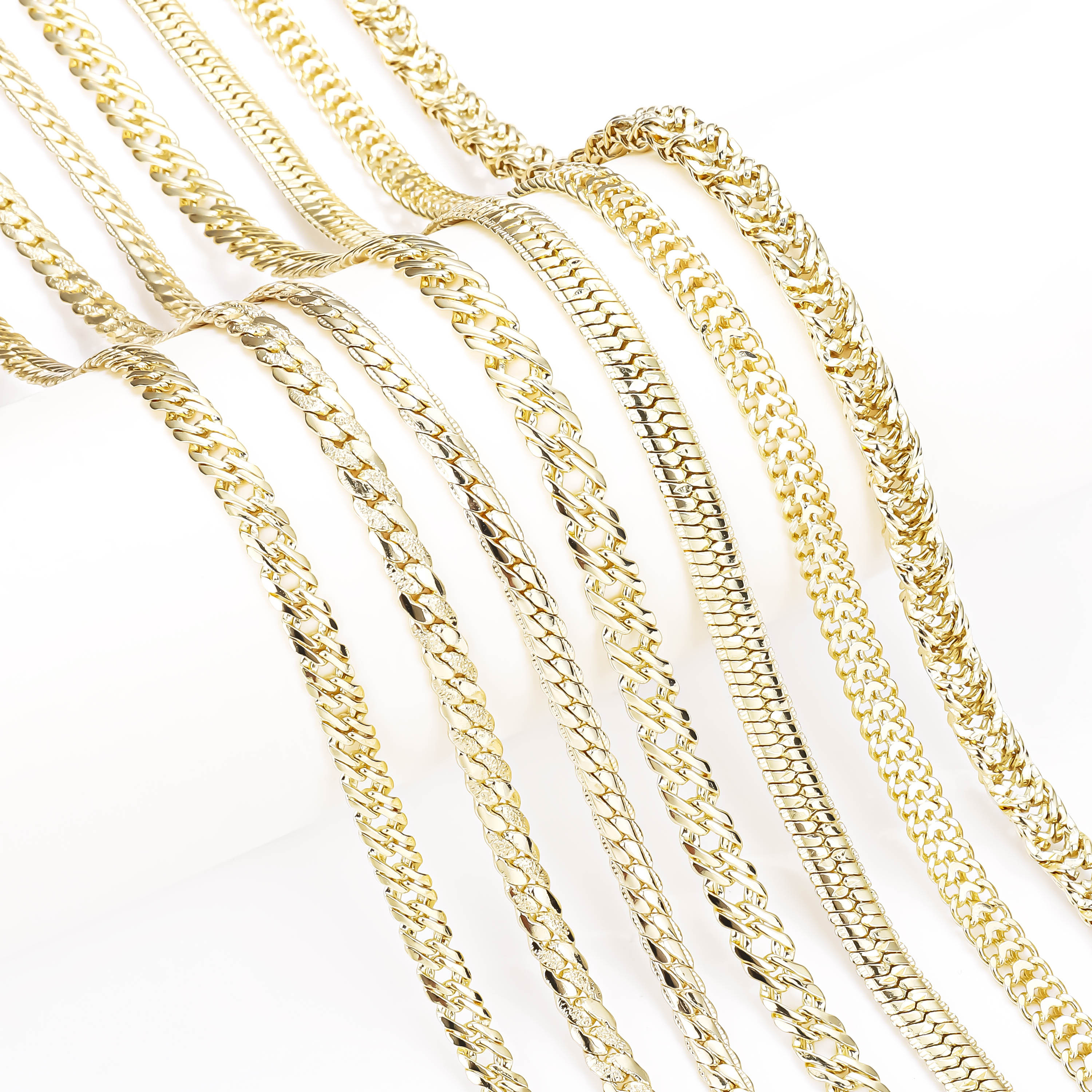 Collar de cadena de oro macizo de 14 quilates, eslabones de 2 mm, 2,5 mm, 3 mm, 3,5 mm, 4 mm y 5 mm, cadena de oro resistente para mujer y hombre. - España
