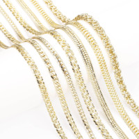 Collier pour Homme en Or 14k Plaqué Or Laminé, Chaînes Plaqué Or Style Hip Hop, Chaîne Serpent en Zircon, Chaîne Maille Cubaine, 18 Pouces