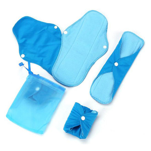 Kit de 4 <span class=keywords><strong>serviettes</strong></span> hygiéniques réutilisables en tissu respirant avec ailettes pour femmes, usage menstruel et incontinence urinaire, douces et super absorbantes - Product Image 5