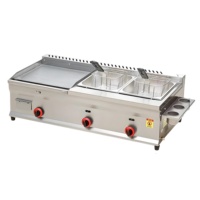 Plaque de cuisson professionnelle à gaz et double friteuse en acier inoxydable de haute qualité pour restaurant, équipement à turbine à gaz, vente chaude