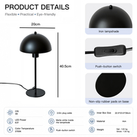 Lampu Meja Baja Lapis Bubuk Hitam Kontemporer dengan Dudukan E27, Lampu Malam untuk Meja Makan, Interior Kedai Kopi