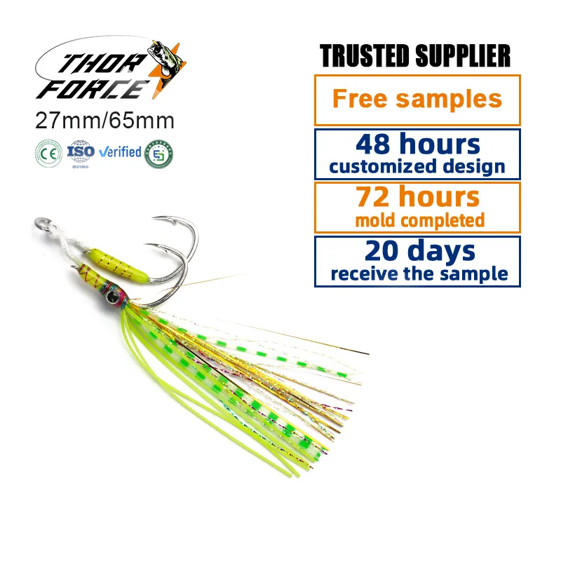 THORFORCE 1/0 #2/0 #3/0 #4/0 #5/0 # 3D fishing eyes Silicone filo jigging acqua di mare affondando amo pesca slow jig tonn hook