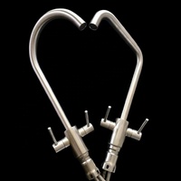 Robinet d'évier à 2 poignées en forme de 7 en acier inoxydable 304 Mélangeur de cuisine monotrou avec tuyau Swan Robinet à rotation ZY-K108L