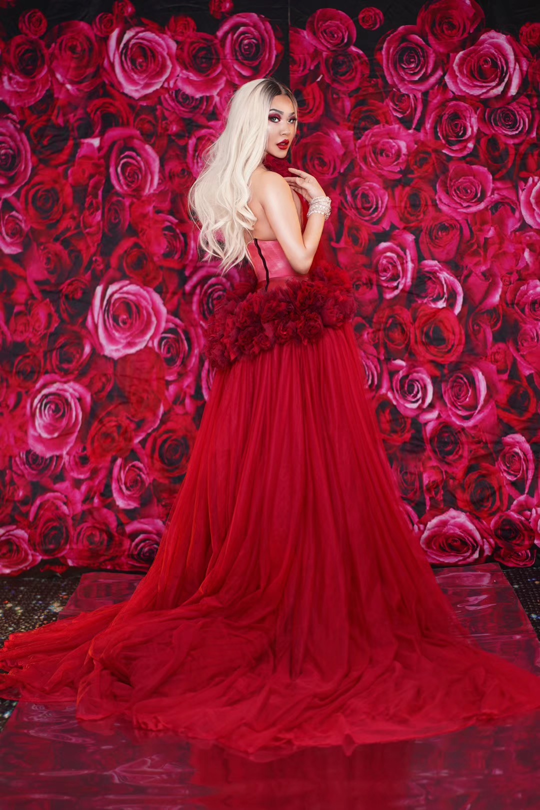 NOVANCE See through Dress - Transparent Sexy Red Dress
