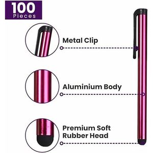 100-Piece Universal Stylist Pack Colorful Long Metal <b>Stylus</b> <b>Pens</b> Passive Capacitive iPad iPhone for Chrome Touch Screens Made - Product Image 3