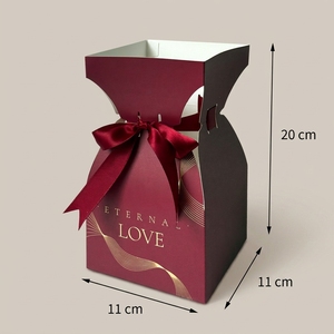 Boîte d'emballage en carton de luxe pour fleurs avec ruban, élégant porte-bouquet floral pour la Saint-Valentin, mariage, fleuriste - Product Image 3