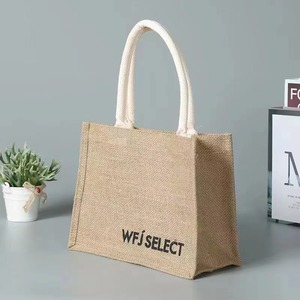 Custom logo Sublimation Blank Printed Linen <strong>Wholesale</strong> <strong>Jute</strong> <strong>Tote</strong> <strong>Bags</strong> with Pocket and Zipper - Product Image 2