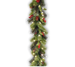 Décorations de Noël pour couronne de 180/270 cm, best-seller, avec pommes de pin, baies rouges artificielles <span class=keywords><strong>et</strong></span> éclairage LED - Product Image 2