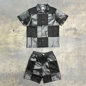 Conjunto de Chaqueta Corta de Cuero de Dos Piezas con Diseño Moderno y Personalizado para Verano, Conjunto Deportivo de Tela de Gamuza y Cuero de Alta Calidad para Hombre - Product Image 4