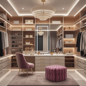 Customized 5 X 3 Meters Melamine Cabinets with Dressing Furniture <strong>Inserts</strong> Modern Style Closet Organizers <strong>Wardrobe</strong> - Product Image 6