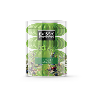 EVISSA 4x110g Olive Beauty Bar PVC Cylinder Multipack - Natural Olive Oil Moisturizing <b>Soap</b> - 16 Packs - Product Image 1