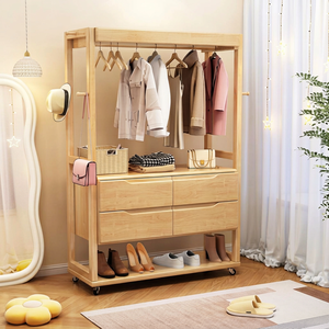 Modern Wood <b>Coat</b> Rack <b>with</b> <b>Shelves</b> and <b>Hooks</b> Freestanding Storage for Bedroom Living Room Furniture Scandinavian Design - Product Image 1