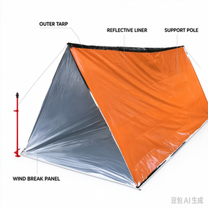 Tente de survie d'urgence portable en PE et feuille d'aluminium, abri imperméable, tente de secours et de premiers secours pour le camping en extérieur - Offre Spéciale - Product Image 3