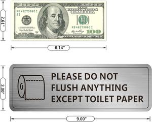 Ne rien rincer sauf le papier toilette signe salle de bain ne pas rincer règles salle de bain signe auto-adhésif pour les affaires et la maison - Product Image 1