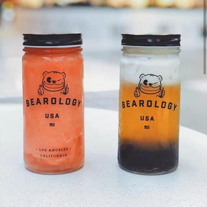 แก้วบับเบิ้ลและนมชา,ขวดโหลแก้วมีฝาปิดแบบฟางพิมพ์โลโก้ได้ตามต้องการขนาด500มล. 16ออนซ์ - Product Image 5