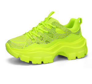 Nuevo blanco Rhinestone plataforma gruesa <span class=keywords><strong>mujer</strong></span> microfibra cuero encaje hasta Casual blanco negro caminar zapatos <span class=keywords><strong>mujer</strong></span> moda <span class=keywords><strong>Zapatillas</strong></span> - Product Image 2