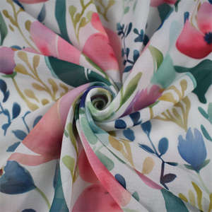 Palm Print Pastel Pink Nursery Palms Tropical Imprimé sur Pétale Signature Polyester <span class=keywords><strong>Tissu</strong></span> en mousseline de soie pour robe - Product Image 6