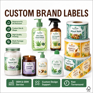 Personalized Custom Brand Logo <b>Adhesive</b> Label <b>Roll</b> Printing Food Labels Honey Stickers Tea Stickers Customized Packaging Labelsa - Product Image 3