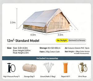 Carpa Inflable Tipo A <span class=keywords><strong>de</strong></span> 12 Metros Cuadrados para Todas las Estaciones con 2 Ventanas en el Techo para <span class=keywords><strong>6</strong></span> Personas, Glamping Familiar - Product Image 3