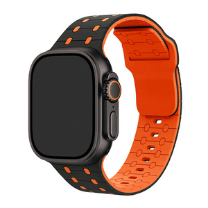 สายนาฬิกาซิลิโคนระบายอากาศได้ดี สายรัดข้อมือนุ่ม ปรับได้ สำหรับ Apple ultra 49 46 45 42 40 มม. ซีรีส์ Carved ใหม่ - Product Image 2