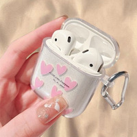 Étui pour écouteurs Air Pods 4 Pro2/Pro3, transparent, souple, motif cœur en relief, rose amour