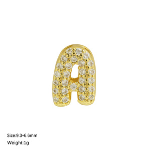 Zirkon 3D kabarcık mektup kolye pirinç alfabe balon mektup ilk Charms kolye - Product Image 2