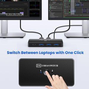 Conmutador <span class=keywords><strong>KVM</strong></span> <span class=keywords><strong>USB</strong></span> 3,0 y Puerto <span class=keywords><strong>USB</strong></span> <span class=keywords><strong>C</strong></span> con 3 puertos, 2 ordenadores, 4 dispositivos disponibles en stock - Product Image 2