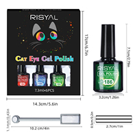 Kit de vernis gel œil de chat magnétique 6 pièces, vernis gel 9D magnétique effet œil de chat, vernis UV LED à retirer par trempage, pour nail art DIY et manucure