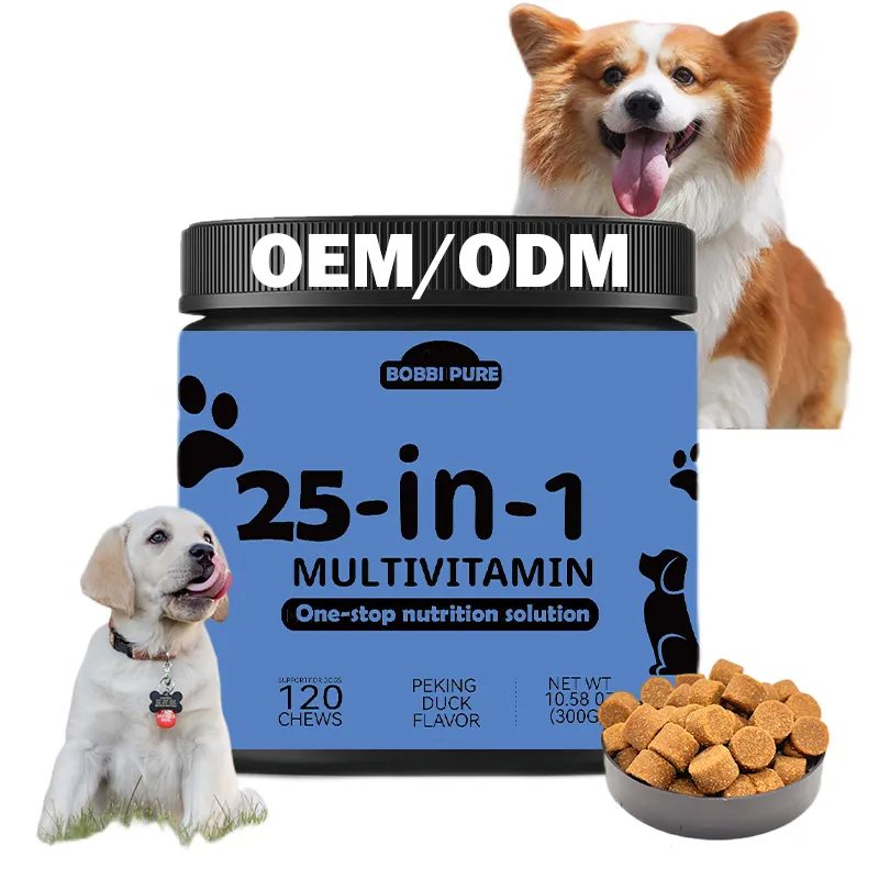 Label pribadi dukungan kekebalan tubuh keseluruhan anjing Kesehatan Vitamin suplemen multivitamin tablet Vitamin untuk anjing