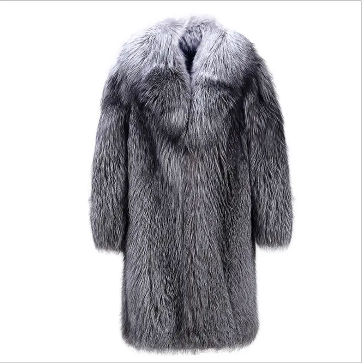 Winter long faux fur coat long faux fox fur plus size coat men fur jacket