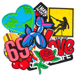 Desainer kain kustom logo 3d lencana tenun bunga huruf besi Pada patch bordir untuk Jaket - Product Image 1