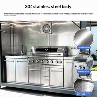 Îlot de cuisine extérieur modulaire en acier inoxydable à conception modulaire librement combinable avec barbecue à gaz