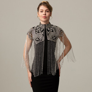 Capa <span class=keywords><strong>de</strong></span> Hombro con Flecos <span class=keywords><strong>de</strong></span> Lentejuelas y Cuentas Estilo Vintage, Elegante para <span class=keywords><strong>Mujer</strong></span>, para Banquetes y Fiestas, <span class=keywords><strong>Bolero</strong></span> Versátil Formal - Product Image 3