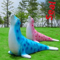 Modèles d'animaux marins en fibre de verre - Pieuvre, Phoque - Ornements décoratifs faits à la main pour aquariums et extérieur