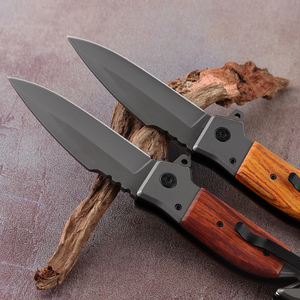 Hongrui fabricante personalizado al por mayor hoja de acero inoxidable mango de madera al aire libre Camping supervivencia cuchillo de bolsillo plegable - Product Image 2