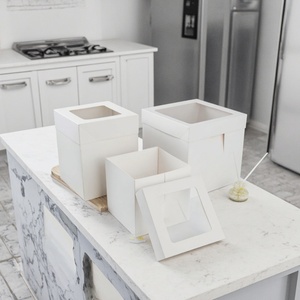 Sunshine Customized Paper Cake Box with Handles, Folding Cake Carrier Box With Pet Window Bakery <b>Boxes</b> - Product Image 2