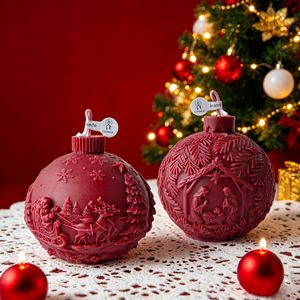 Embossed <b>Christmas</b> Ball Scented Candle Santa Snowflake Handmade Soy Candle Xmas Gift Decor - Product Image 4