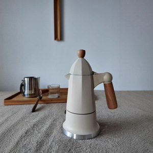 Cafetière Moka italienne à valve unique <span class=keywords><strong>avec</strong></span> poignée en bois, petite cafetière rétro style pagode, <span class=keywords><strong>machine</strong></span> à expresso légère et luxueuse pour la maison - Product Image 3