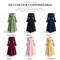 Robe midi sur mesure à col surplis, manches longues, poignets élastiqués, en crêpe de polyester, pour femme, style décontracté chic, tenue de jour